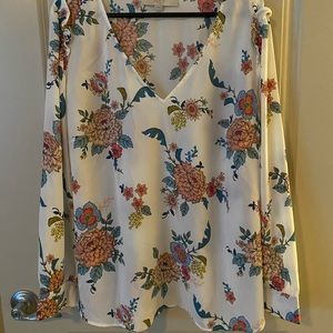Loft white floral blouse size 18